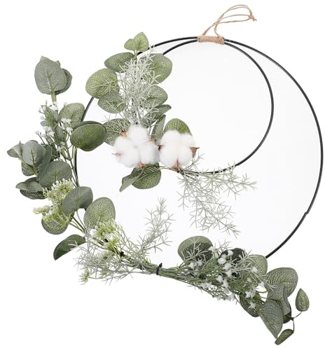 BESPORTBLE dekorativ dörrkrans med bomullsimitationsblad och metallram konstgjorda blommor girlang för året runt hem och festdekoration