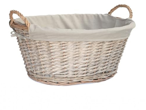 Arthur Cameron - Sonning Oval Buff Wicker Laundry Basket for Bedroom Accessories - Woven Storage Basket perfect as a Storage Container for Laundry, Toys, or Blankets (Large)