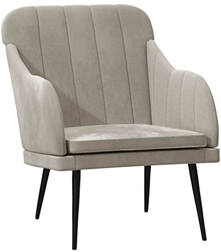 Qnhdfrt Sessel Hellgrau 63x76x80 cm Samt Modernes Loungesessel mit Metallgestell Bequemer Lesesessel für Wohnzimmer Schlafzimmer Balkon