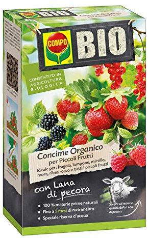 COMPO BIO Concime Organico per Piccoli Frutti, Con Lana di Pecora, Consentito in agricoltura biologica, 750 g