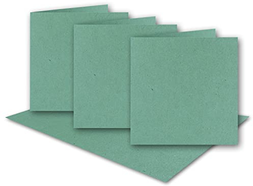 25x eukalyptus-grüne Vintage Kraftpapier Falt-Karten Quadratisch - 150 x 150 mm - 15 x 15 cm - Recycling 220 gr blanko Klapp-Karten nachhaltig - Umwelt by Gustav NEUSER