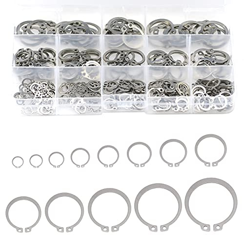 250 Stück Sicherungsringe Außen-Seegerring,304 Edelstahl Sprengring Seegering,C-Clips