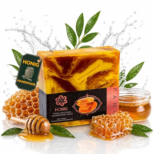 PANU Seife Honig - Vegane Duschseife für alle Hauttypen - Naturseife für Körper, Gesicht & Haare - Handmade Soap Bar aus Thailand - Unterstützt Frauen in Thailand