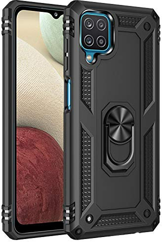 Max Power Digital Coque pour Samsung Galaxy A12/M12 Housse Antichoc avec Anneau Rotatif Aimant 360 Degrés Etui Magnétique Rigide Dure Armure Bague Support Renforcée (Samsung Galaxy A12/M12, Noir)