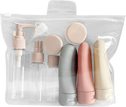 Bottiglie da viaggio per articoli da toeletta, 11 contenitori riutilizzabili a prova di perdite, bottiglie vuote in plastica da viaggio per shampoo, balsamo, cosmetici, gel doccia, Multicolore