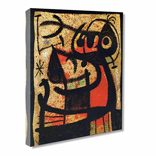 Ltt-Ydd-Ccl Joan Miro《Frauen und Vögel》Kunstdruck Poster Kunstdruck auf Leinwand für Wohnzimmer, Schlafzimmer, Büro Dekoration Gerahmt Bereit Zum Aufhängen(90x117cm-32x46inch-Gerahmt)