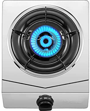 IBOWZ Plaque de Cuisson Gaz Plaque de Cuisson à gaz 3. Cuisinière à gaz Portable 8KW,Panneau en Acier Inoxydable Facile à Nettoyer,avec Extinction + Bouton pour Enfants,Porte-Pot antidérapant à 5