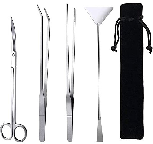 FISTOY 15in Aquascaping Tools, 4 in 1 Long Aquarium Tweezers Scissors Spatula, Stainless Steel Aquatic Plants Aquascaping Tools Set for Fish Starter Kits, Aquariums Tank and Terrarium