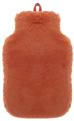 Olivia Rocco Hot Water Bottle with Luxury Super Soft Faux Fur Cover Large 2 Litre Thermotherapy Comfortable Feeling Warmer Winter Gift, Spice
