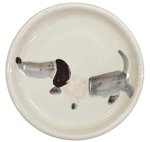 Generico Amarcord La Romagna Sotto Bicchiere in ceramica fatto e dipinto a mano con Bassotto Maglia Bianca