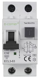 E-Corner | Commutateur magnétique différentiel électronique de type A | 1P+N 32A 30mA | 230V AC 50HZ | Emballage unique
