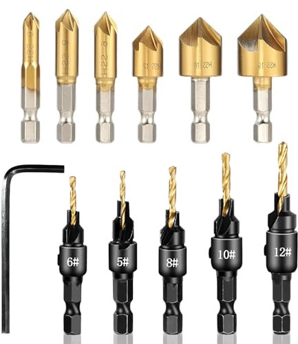 Leogony 12PCS Countersink Drill Bit Set, Quick Counter Sink Drill Bits for Wood with Wrench