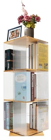 vinnyooc 3 Tier Bücherregal Floor Standing Bookregal Standregal Clear Acryl Bücherregal Regal Multifunktionales Ablageregal Lagerregal Für Arbeitszimmer Wohnzimmer Schlafzimmer