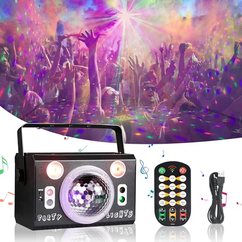Bola de discoteca 3 en 1, luz de discoteca con mando a distancia, control de música, efectos de luz de discoteca, 120 patrones con estroboscopio de control por voz, bola de discoteca LED para niños,