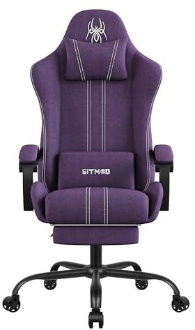 SITMOD Gaming Stuhl, Ergonomischer Bürostuhl mit Premium Stoff, Atmungsaktiv und Komfortabel, Verstellbare Rückenlehne, Drehbarer Schreibtischstuhl mit Fußstütze für PC und Gaming