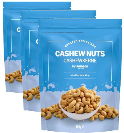 by Amazon NOIX DE CAJOU GRILLÉES ET SALÉES, 500 g (Lot de 3)
