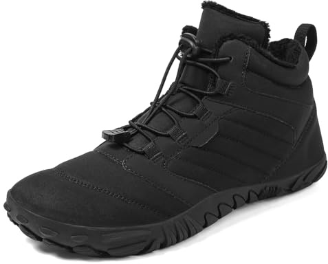 FlexEase Barefoot Botines Invierno Botas Montaña pour Hombre Mujer Botas Nieve Comodos Cálido y Antideslizante Black 39 EU