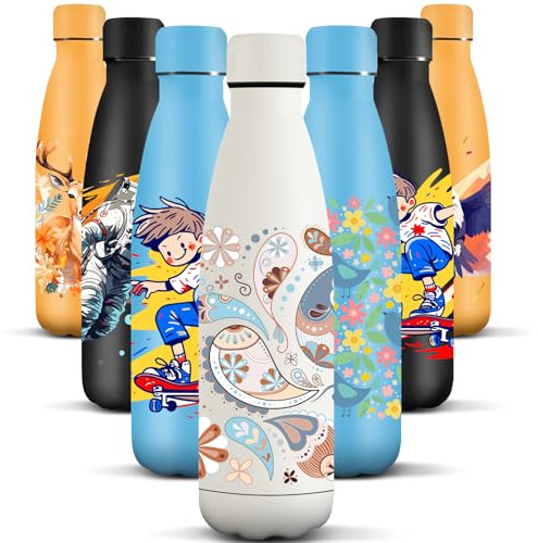 HoneyHolly Gourde Isotherme, 500 ml sans BPA, Bouteille Isotherme, 24h Froid & 12h Chaud, Bouteille d'eau, Étanche, Acier Inoxydable 18/8, Gourde Inox pour Sport, Camping, École