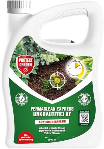 PROTECT GARDEN Permaclean Express Unkrautfrei AF, anwendungsfertiger Unkrautvernichter mit schneller Wirkung gegen Unkräuter und Ungräser, 2,5 Liter Sprühkanister