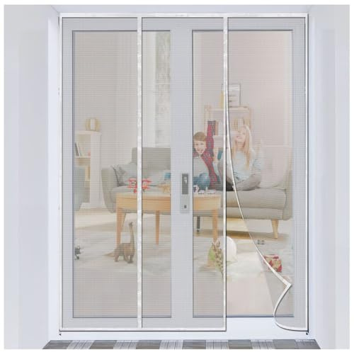 Zanzariera Magnetica Zanzariere Magnetiche Per Porte finestre su Misura Chiusura Automatica Anti Insetti Zanzariere Facile Da Installare 120x200cm, Bianco