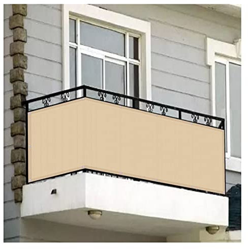 Balkon Sichtschutz, Balkonbespannung Wind- und UV-Schutz HDPE Wetterbeständigkeit Mit Ösen Inkl. Seil und Kabelbinder