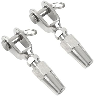 Presillas Cable Acero 2 piezas de terminales de tensión de mordaza sin prensado for barandilla de cable de 5 mm for barandilla de patio y terraza Abrazaderas De Cuerda De Cable