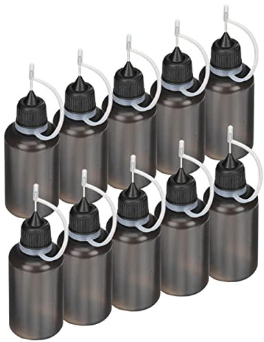 DEARMAMY Bouteilles Souples Portables 10 en Pe Noir 30ml Applicateurs Précis Flacons à Bec Aiguille pour Liquides pour Colle et Loisirs Créatifs