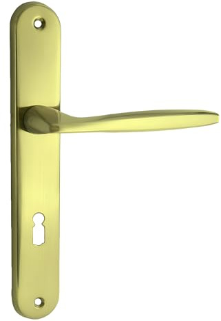 domino Türgriff Blind Drückergarnitur Langschildgarnitur Türklinke für Zimmertür, Bürotür, Kellertür & Innentür L-Form Türbeschläge aus Aluminium Messing Gold Türdrückergarnitur MIA M1
