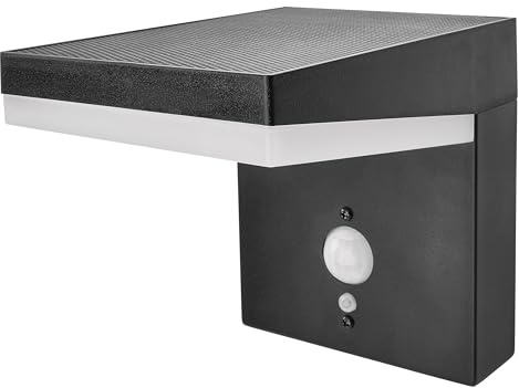 EMOS - Solar LED-Wandleuchte VEREA mit Bewegungsmelder für Haus und Garten - wasserdichte Solar Gartenbeleuchtung mit Sensor, Helligkeit 460lm, Warmweiß - Gehäuse aus Aluminium zur Wandmontage