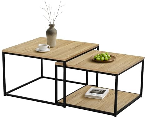 IDEPAR Couchtisch Ferro – Eiche-Dekor | Rechteckiger Sofatisch mit Ablage | Skandi-Design trifft minimalistischen Stil | Moderner Couchtisch für Wohnzimmer oder Büro