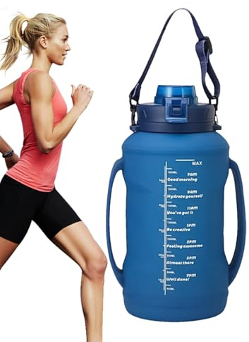 Genérico Botellas De Agua Plegables Para Viaje - Botella de Agua de Silicona Doblable para Viajar,1.8 Litros con Doble Asa y Ancha para Senderismo Running Gimnasio Mochilero Playa