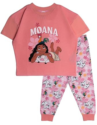 Disney Moana Girls Pyjamas Pjs Nightwear Top Trousers Short Sleeve HeiHei Pua
