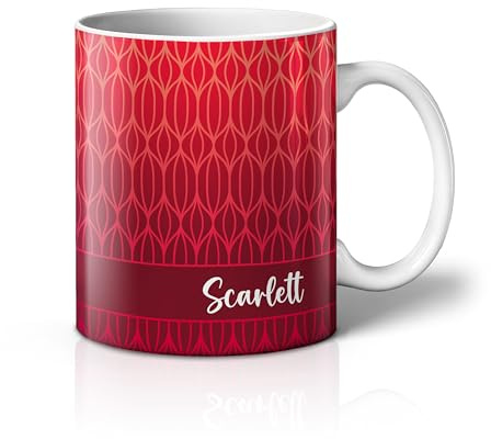 Personalised Colourful Pattern Mug with Any Name – Custom Coffee Mug – 11 Oz Tea Cup – Unique Customised Gift for Men, Women, Work, Birthdays and Anniversaries - 2. Red Ember