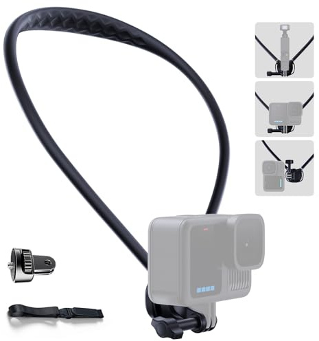 llano Neck Mount with Chest Strap, Compatible with DJI Osmo Pocket3 Nano Action 6/5/4/3, GoPro Hero 13/12/11/10/9/MAX, Insta 360 X5/X4/Ace Pro 2, Necklace Mount for Action Camera with 1/4 Adapter