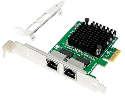 Xike Dual PCIe X1 2.5GBase-T Adaptador de red con Intel I226-V 2500/1000/100Mbps PCI Express Gigabit Ethernet NIC Card RJ45 LAN Controller para Windows 10/11 con soporte de perfil bajo