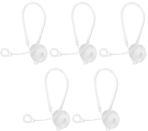 KICHOUSE 5 Pezzi Porta Penna da Banco con Base in Silicone Trasparente e Corda Molla da Supporto Penna Anti-smarrito con Clip Adesiva per Reception Ufficio e Banche