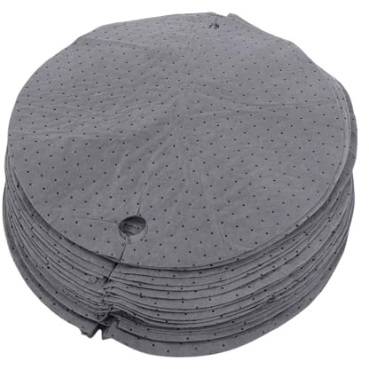 Depisuta 25 Almohadillas Absorbentes para Tambor de 55 Cm de Diámetro, Almohadillas Absorbentes de Aceite de Fuerte Adsorción para Barriles de 55 Galones, Esteras Absorbentes de Agua,