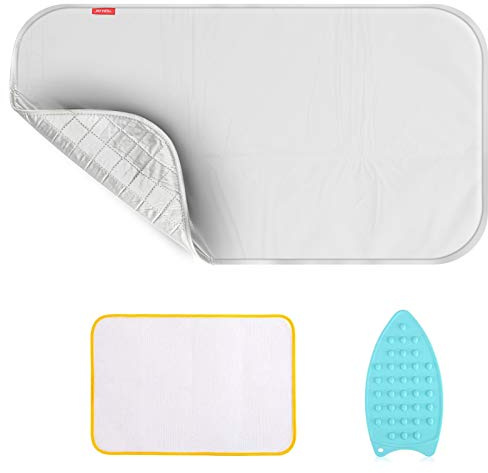 Upgraded Thick Ironing Mat,Travel Ironing Blanket Ironing Pad,Portable Double-Side Using,Heat Resistant Pad Cover for Washer,Dryer,Table Top,Countertop,Ironing Board for Small Space (22 x 47 inch)