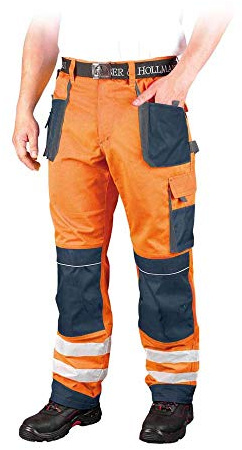 hépatique & Hollman LH-FMNX-T_PGS56 Pantalon de protection pour homme Orange/bleu foncé/gris Taille 56
