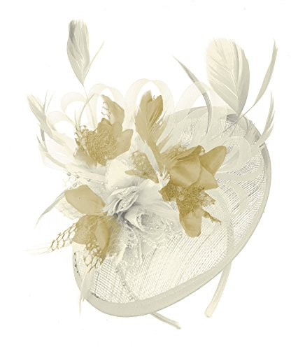 Caprilite grädde elfenben mix färg Sinamay skiva tefat fascinator hatt för kvinnor bröllop pannband