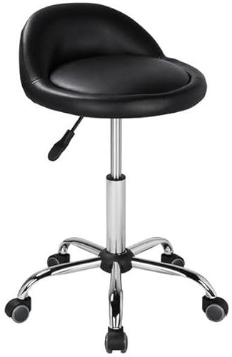 Yaheetech Tabouret à Roulette Erconomique Haut roulettes Coussin de Massage Salon Hauteur Réglable pour Coiffure Cuisine Bureau Clinique Pub Noir