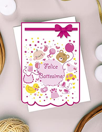 Karte Happy Taufe – Offset-Druck (rosa Spielzeug)