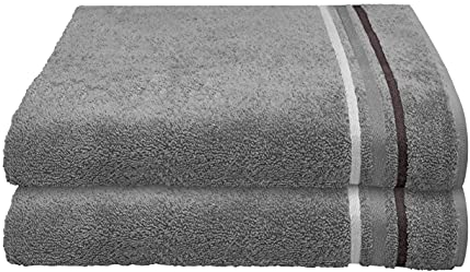 Schiesser Duschtuchset Skyline Color - 2-teilig - 70 x 140 cm - Dunkelgrau