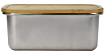 YOKO DESIGN - Boite en métal inox micro-ondable, avec couvercle Bambou, contenance : 1000 ml