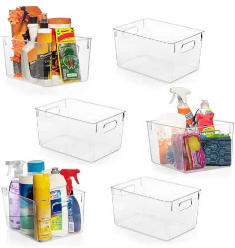 ClearSpace Clear Plastic Storage Bins – Pantry Organizers & Storage Containers, Cabinet Organizer - Home Organization Must Haves for Kitchen, Laundry Room, Office, Closet, Garage & Freezer