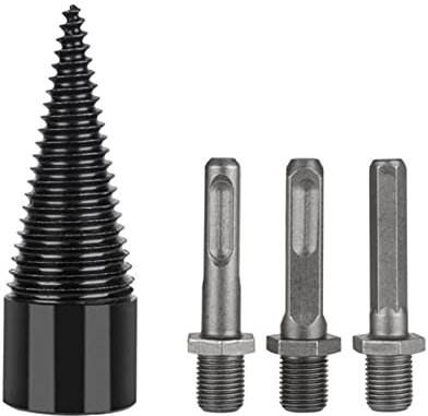 ZPYXBH Log Wood Splitter Drill Bit, Firewood Wood Splitting Drill Bit, Kindling Log Splitter Heavy Duty Drill Screw, Removable Logs Splitters Cone Driver, 4Pcs Drill Bit for Hand Drill Stick 32Mm