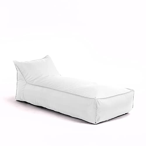 Avalon - Pouf Chaise Longue da Esterno Badd Jive Sfoderabile, Pouf Letto Impermeabile, Grande e Perfetto da Giardino, Ottimo per Arredo Piscina, Design Moderno, Made in Italy(70x160cm-Bianco)