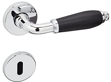SOTECH Drückergarnitur Chrom - Türgriff schwarz Türbeschlag | Zimmertür Türdrücker Antik Vintage Innentüren Türklinke Buntbart BB MATTEO Design Türgarnitur mit Schrauben von SOTECH