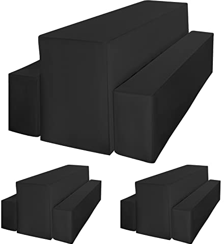 2 Pack Bierbankhussen Biertischhussen 3er-Set, schwarzes Biertisch und Bankhusse Set für 50 cm Tischbreite Bierbankabdeckung Bierzelt-Set 220 x 50 x 80 cm für Outdoor-Bankette (schwarz)