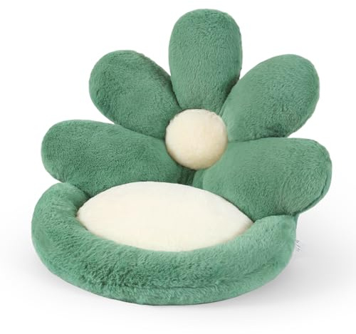 Ditucu Flower Shape Chair Cushion Comfy Kawaii Seat Cushions 19 inch Cute Stuff Pad Lazy Sofa Office Floor Pillow for Gaming Chairs Room Decor Green